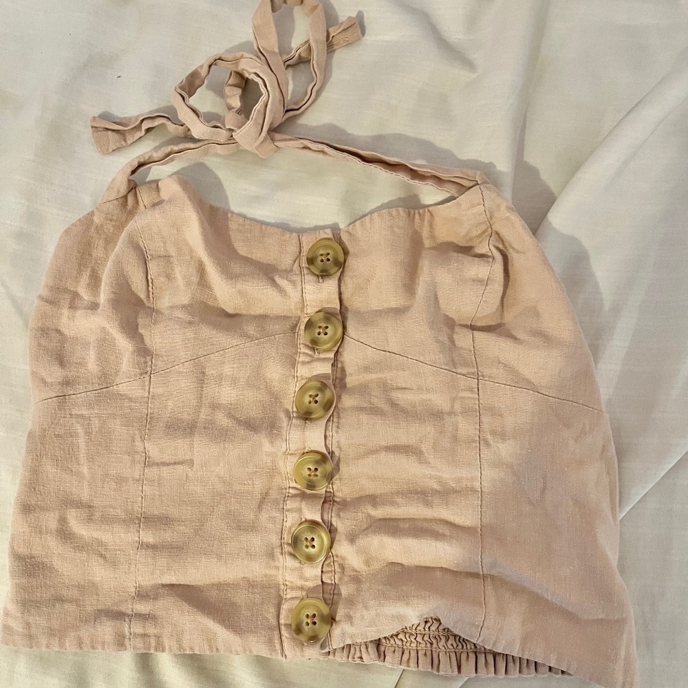 Pastel Pink Button Halter Top Urban Outfitters Small